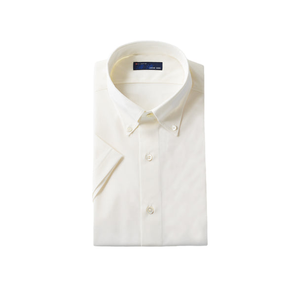 【日本製】ワイシャツ メンズ ビジネス 半袖 接触冷感 ボタンダウン イージーケア ノンアイロン イージーフォーマルシャツ ホワイト(SHKJ23-039-wh)